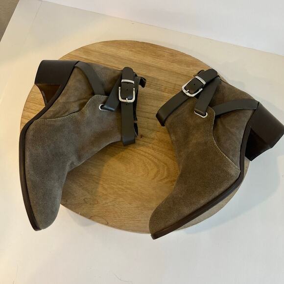 Charles David Italy Made Earth Tone Suede Leather Buckle Boot Size 39/8 - Picture 6 of 11